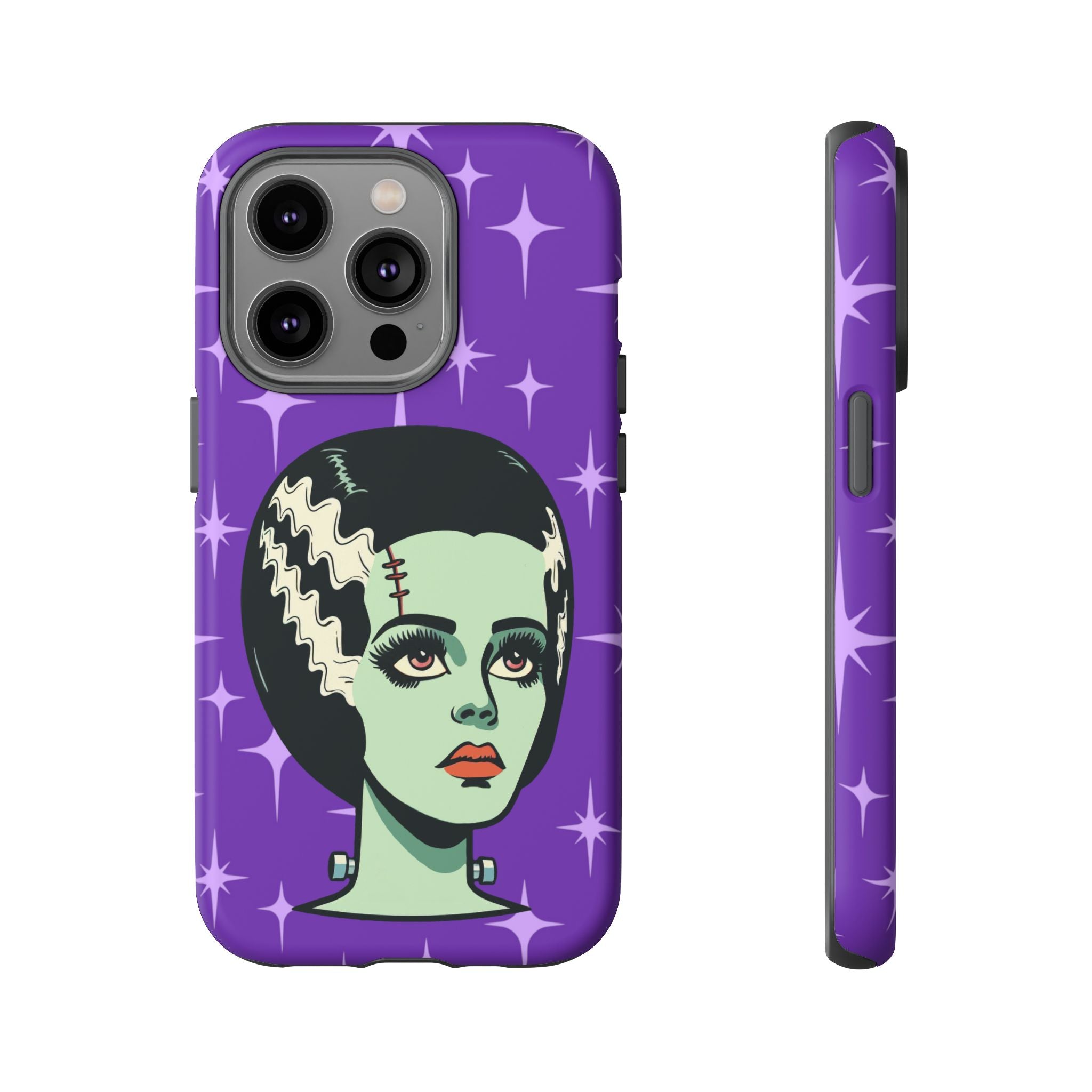 Bride of Frankenstein Retro Mid Mod Horror Buff Purple Halloween Tough Phone Case - Mid Century Modern Gal