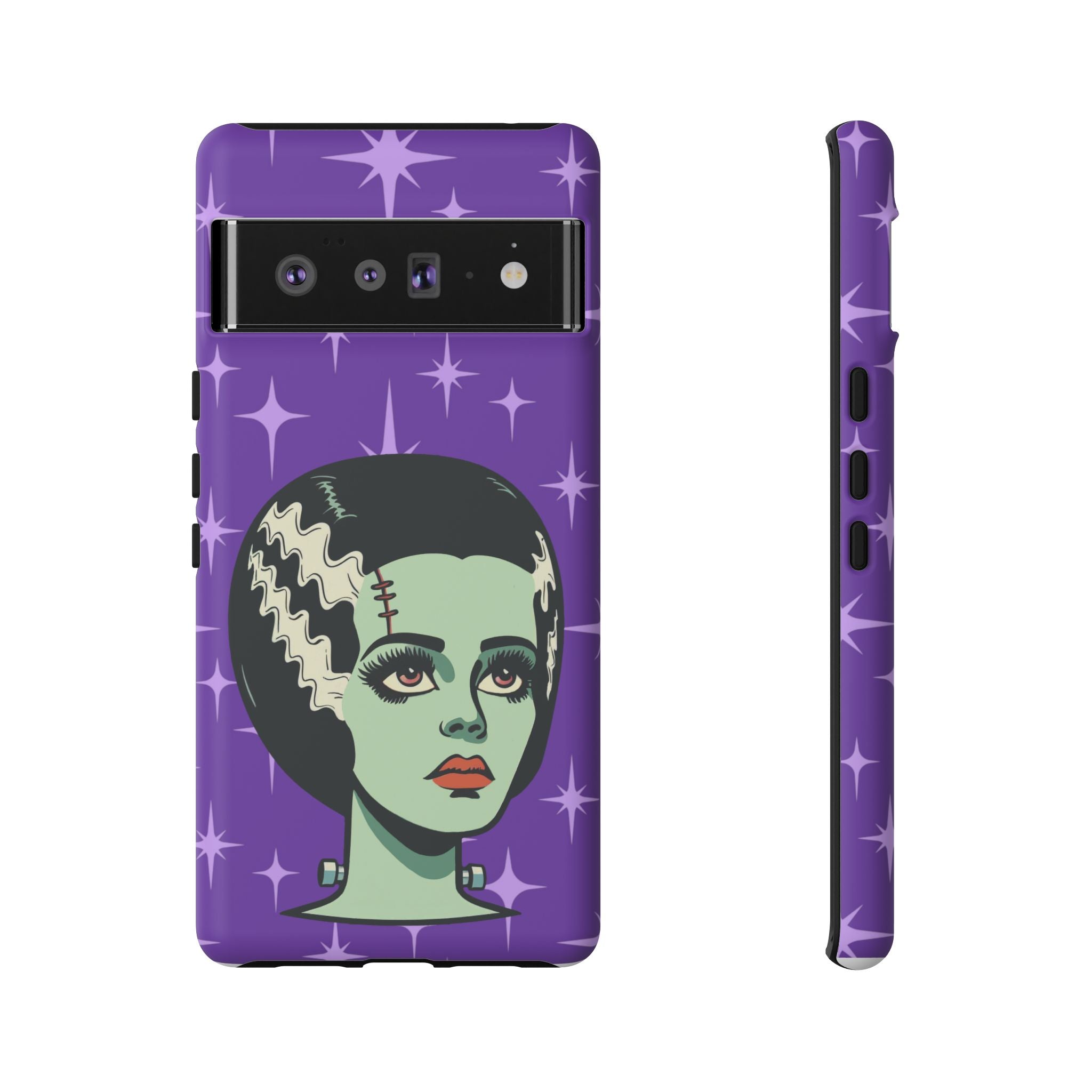 Bride of Frankenstein Retro Mid Mod Horror Buff Purple Halloween Tough Phone Case - Mid Century Modern Gal