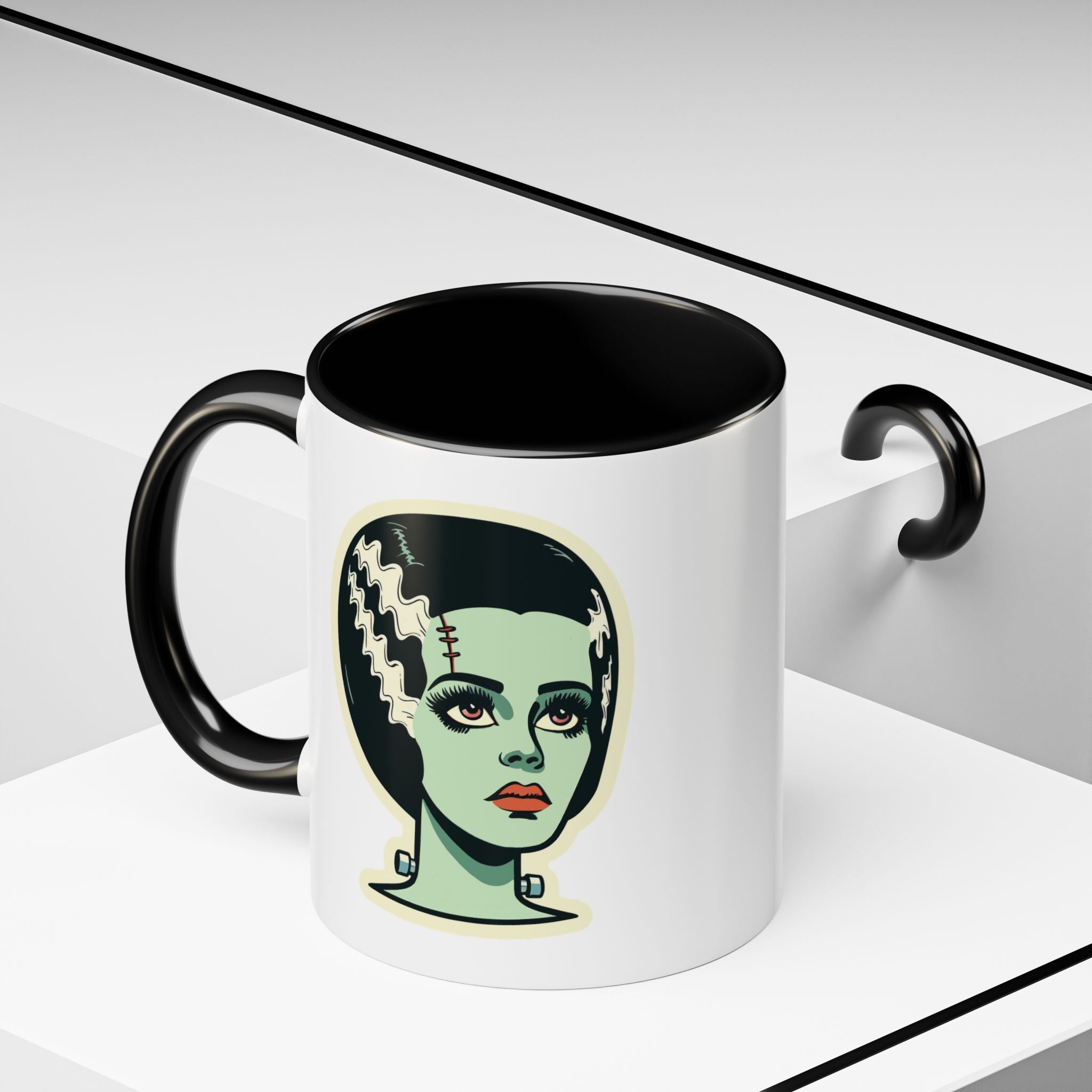 Bride of Frankenstein Retro Mid Mod Horror Buff Accent Coffee Mug - Mid Century Modern Gal