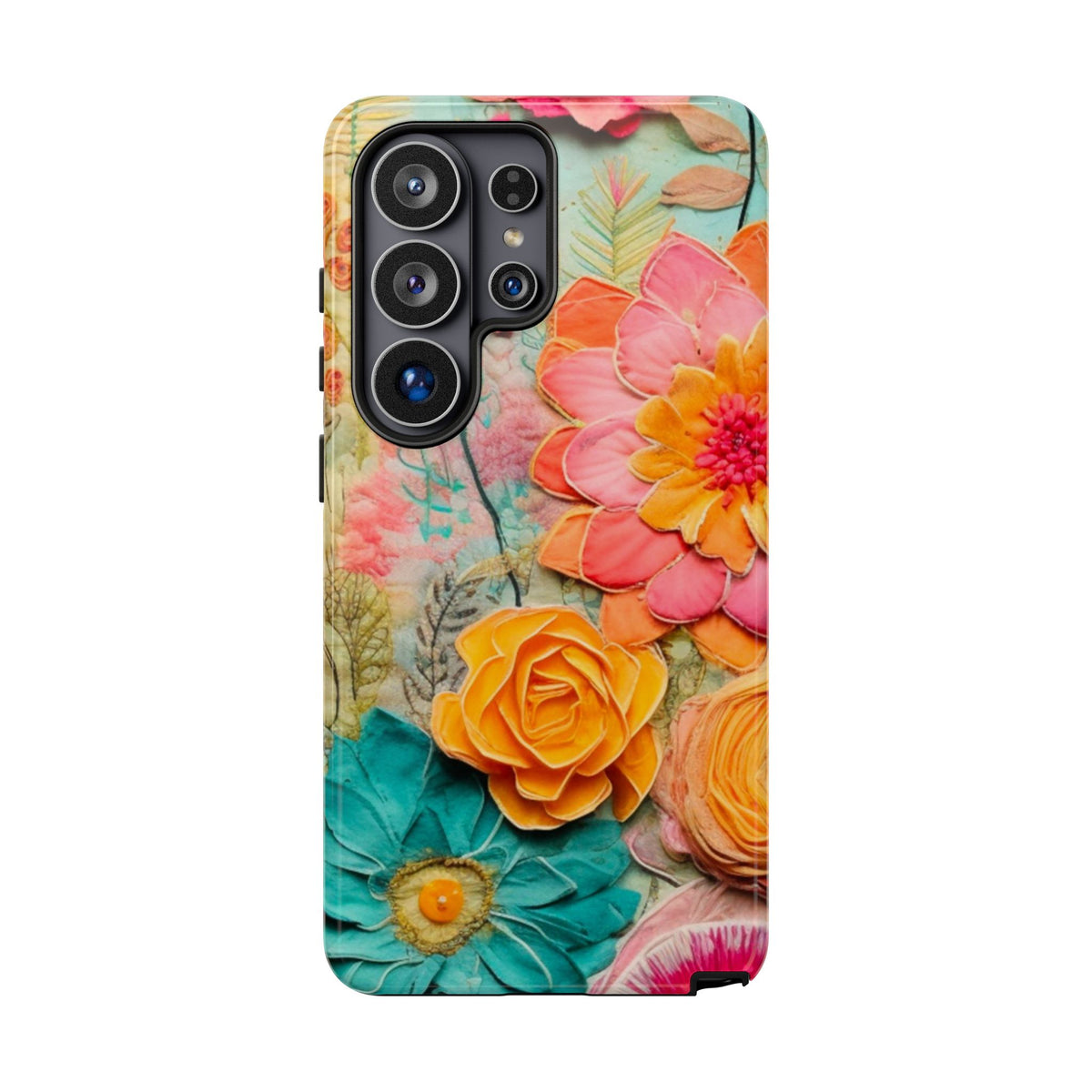 Boho Retro Floral Faux Pressed Flowers Smart Phone Tough Phone Cases