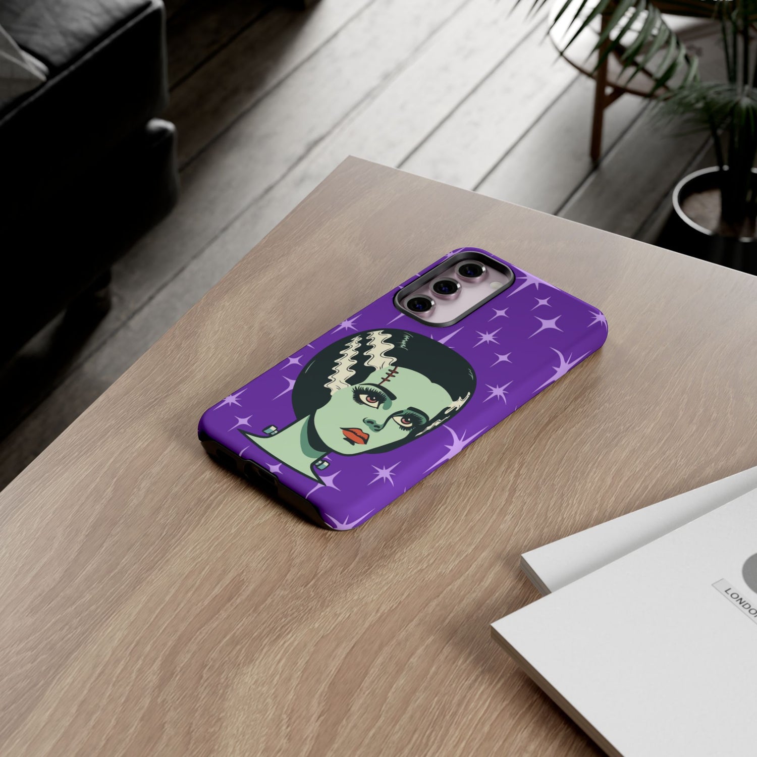 Bride of Frankenstein Retro Mid Mod Horror Buff Purple Halloween Tough Phone Case