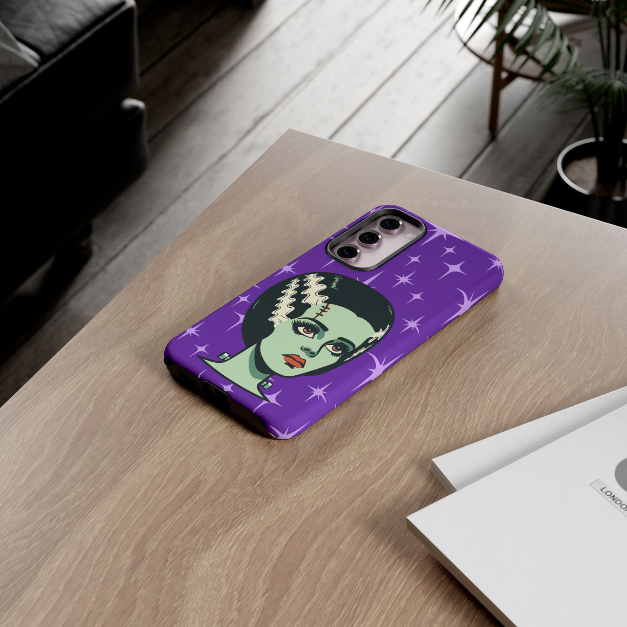 Bride of Frankenstein Retro Mid Mod Horror Buff Purple Halloween Tough Phone Case