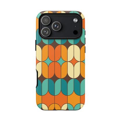 Mid Century Modern Orange, Teal Geometric Mod Designed Tough Phone Case