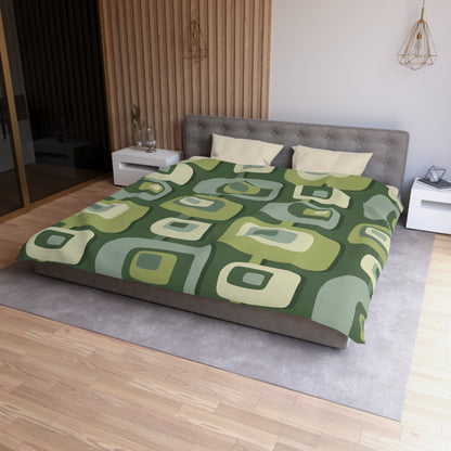 Mid Century Modern, Geometric, Groovy Green, Beige, Abstract, 60s 70s Retro, Mid Mod, MCM Duvet Cover - Mid Century Modern Gal
