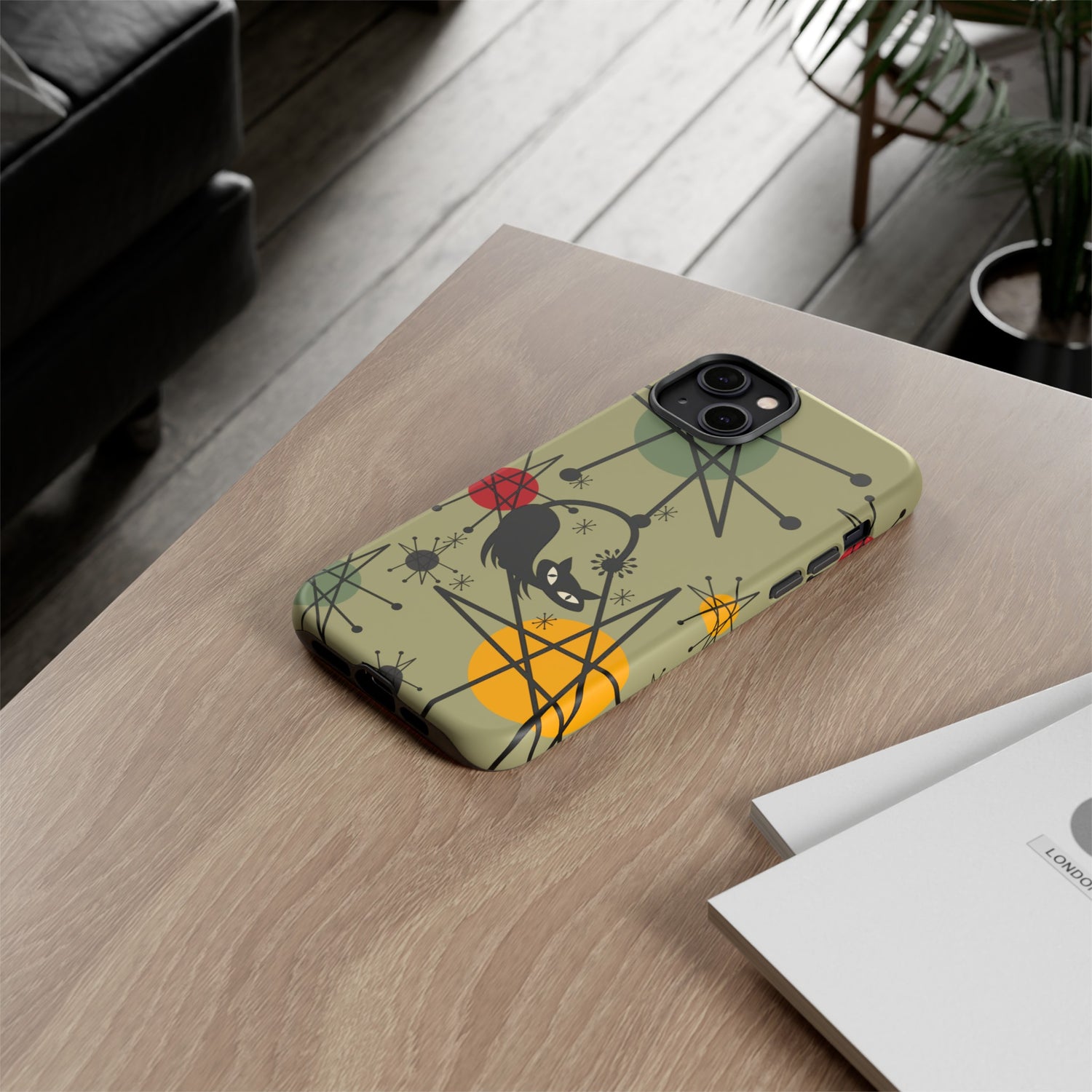 Mid Century Modern Atomic Cat, Retro Chic Groovy Mod Samsung, Smart Phone Tough Cases