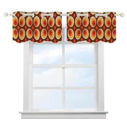 Retro Mod 70s Groovy Space Orbs Orange, Brown Curtain Valances - Mid Century Modern Gal