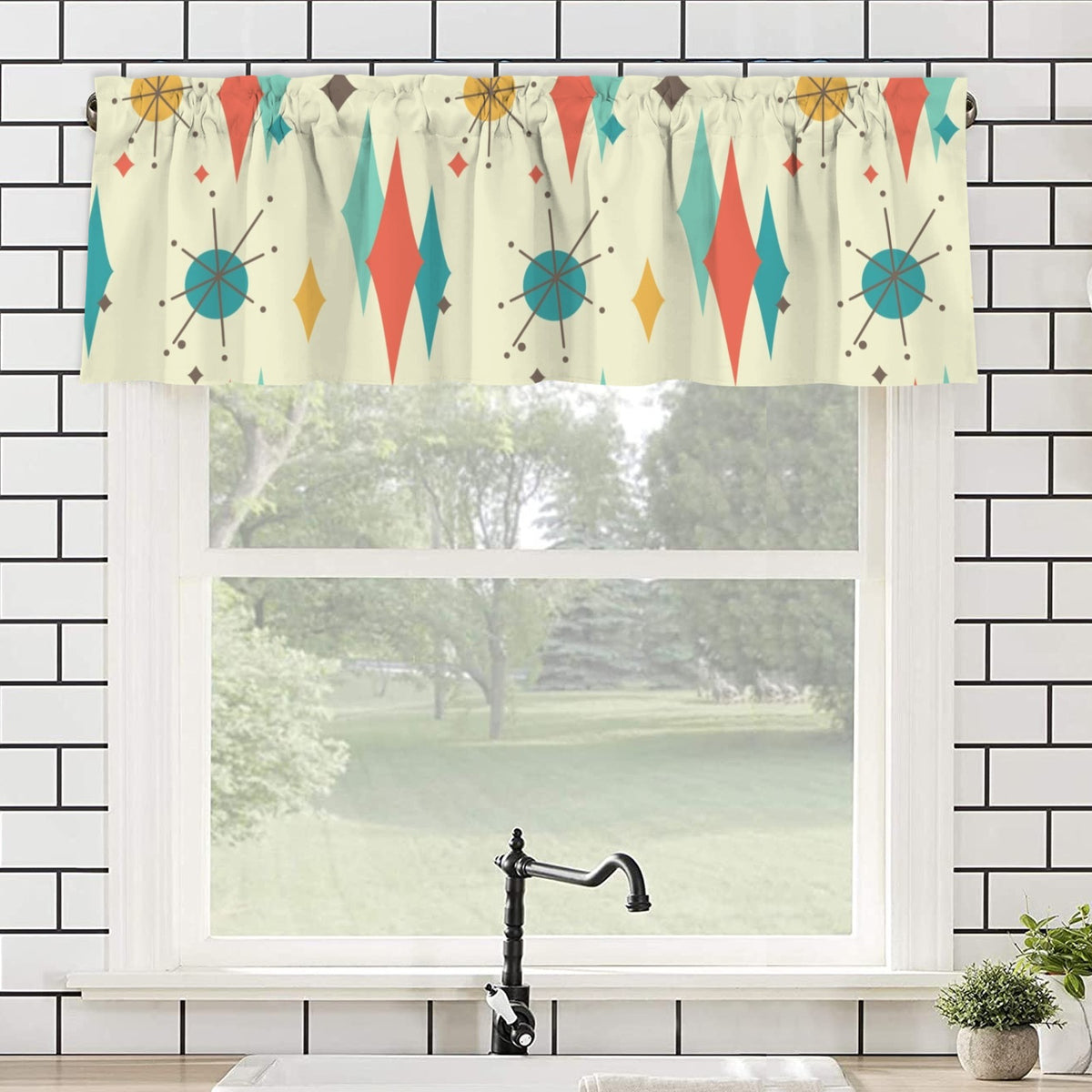 Mid Century Modern Franciscan Starburst Kitchen Valance - Mid Century Modern Gal