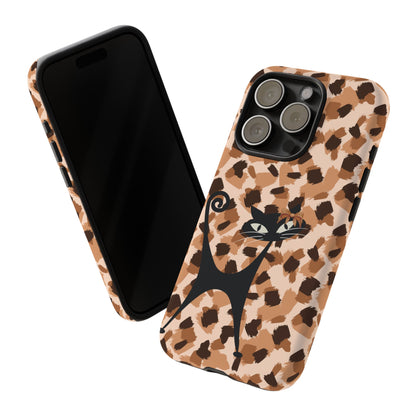 Mid Century Modern Atomic Cat, Animal Print Kitschy Trendy Smart Phone Tough Cases