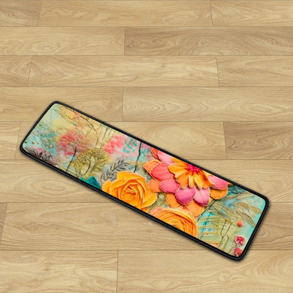 Modern Bohemian Flower Faux Pressed Flowers Non Slip Carpet for Stairs Treads