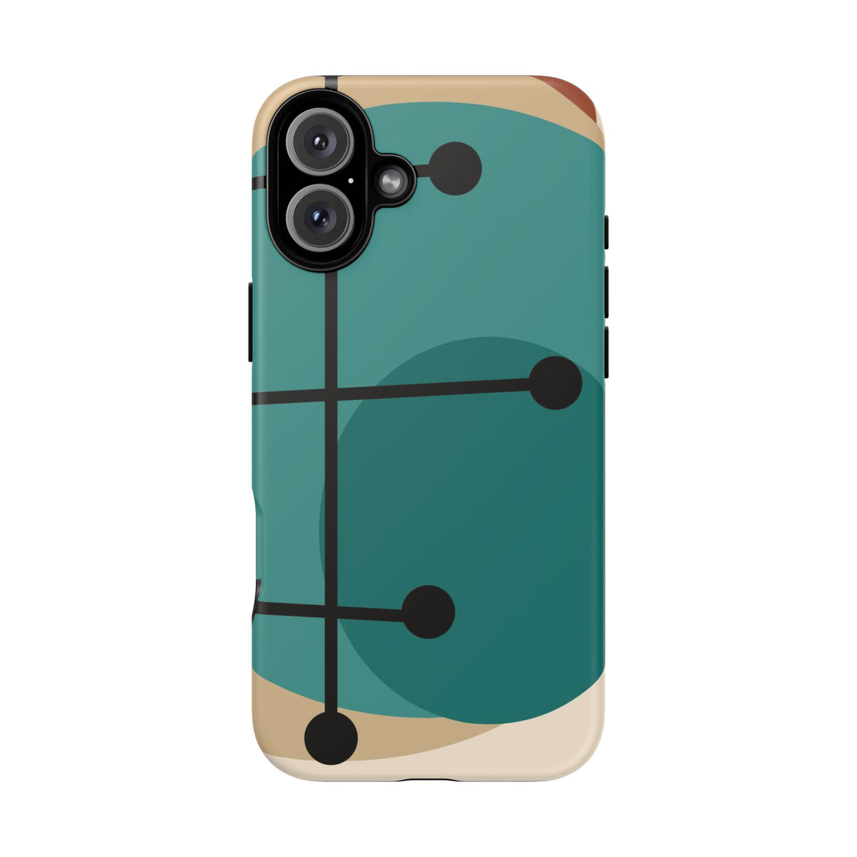 Mid Century Mod, Geometric, Retro Beige Teal Blue, Smart Phones Tough Phone Cases
