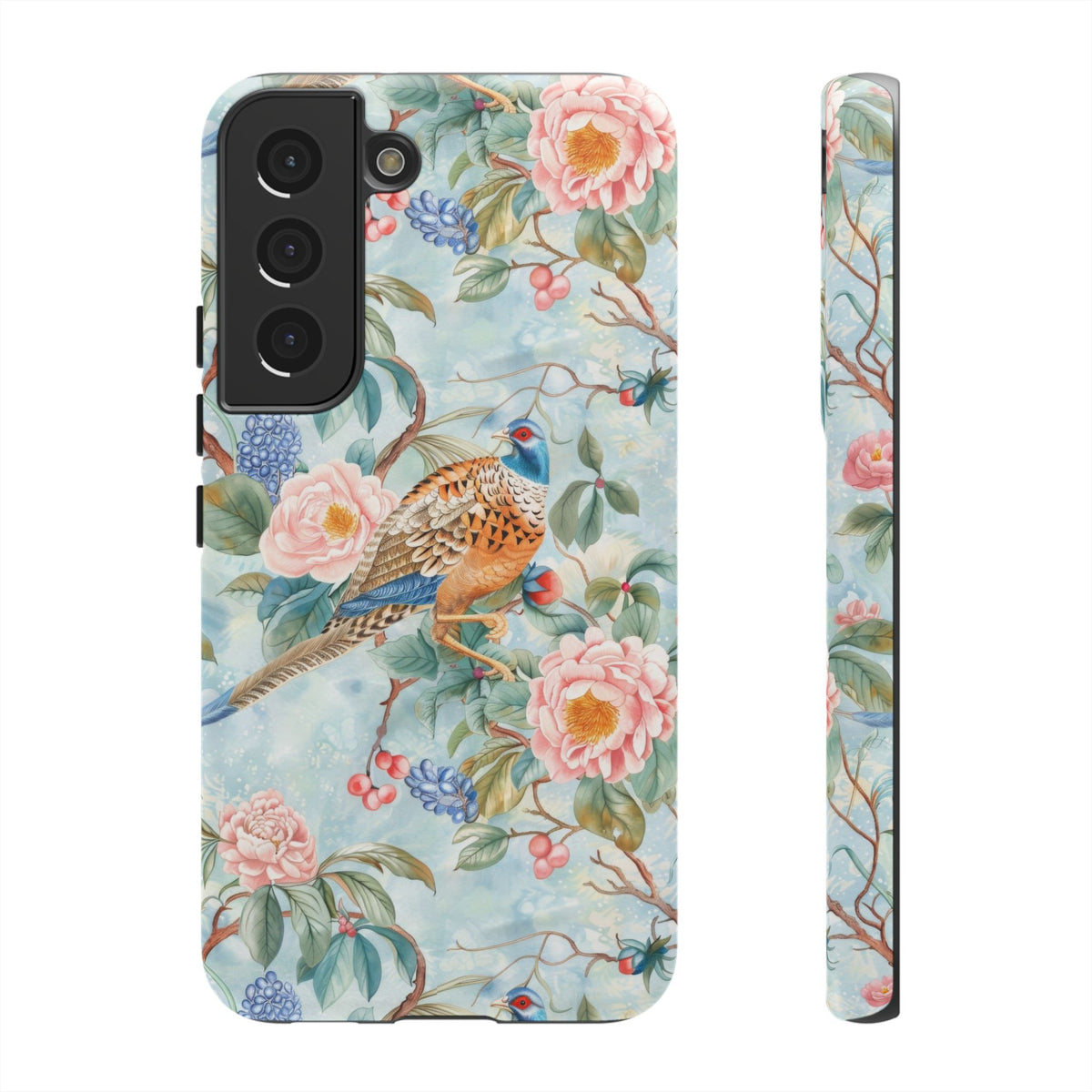 Chinoiserie Designed Floral Pheasant Phone Case with Bird Design