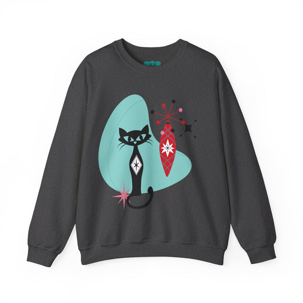 Atomic Cat Holiday Festive Kitschy Mid Mod Unisex Heavy Blend™ Crewneck Sweatshirt