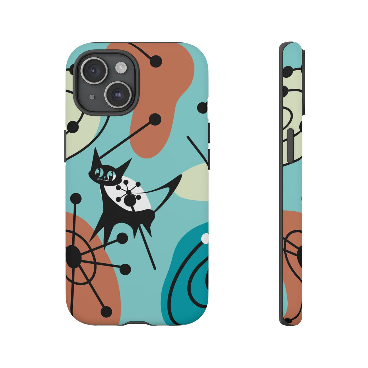 Atomic Kittie, Mid Century Modern Geometric Amoeba Retro Smart PhoneTough Phone