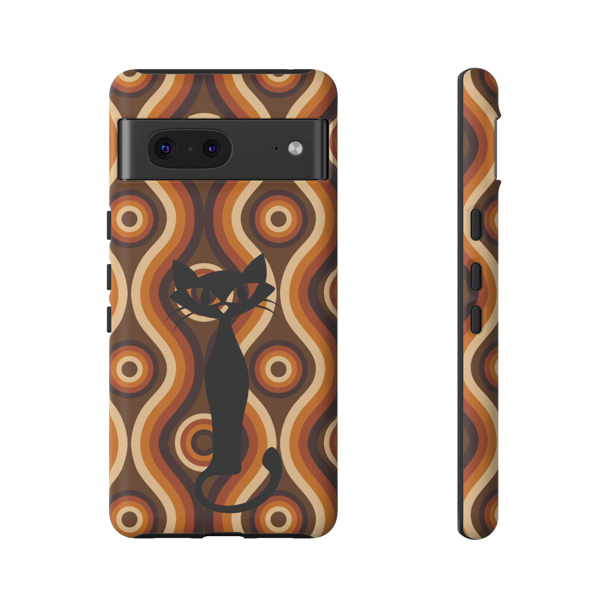 Retro Phone Case, Groovy Brown, Atomic Kitsch Cat Tough Smart Phone Cases