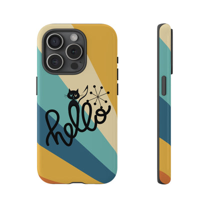 Atomic Groovy Cat, Retro, Kitschy, Hello Starburst, Mid Mod Smart Phone Tough Phone Cases