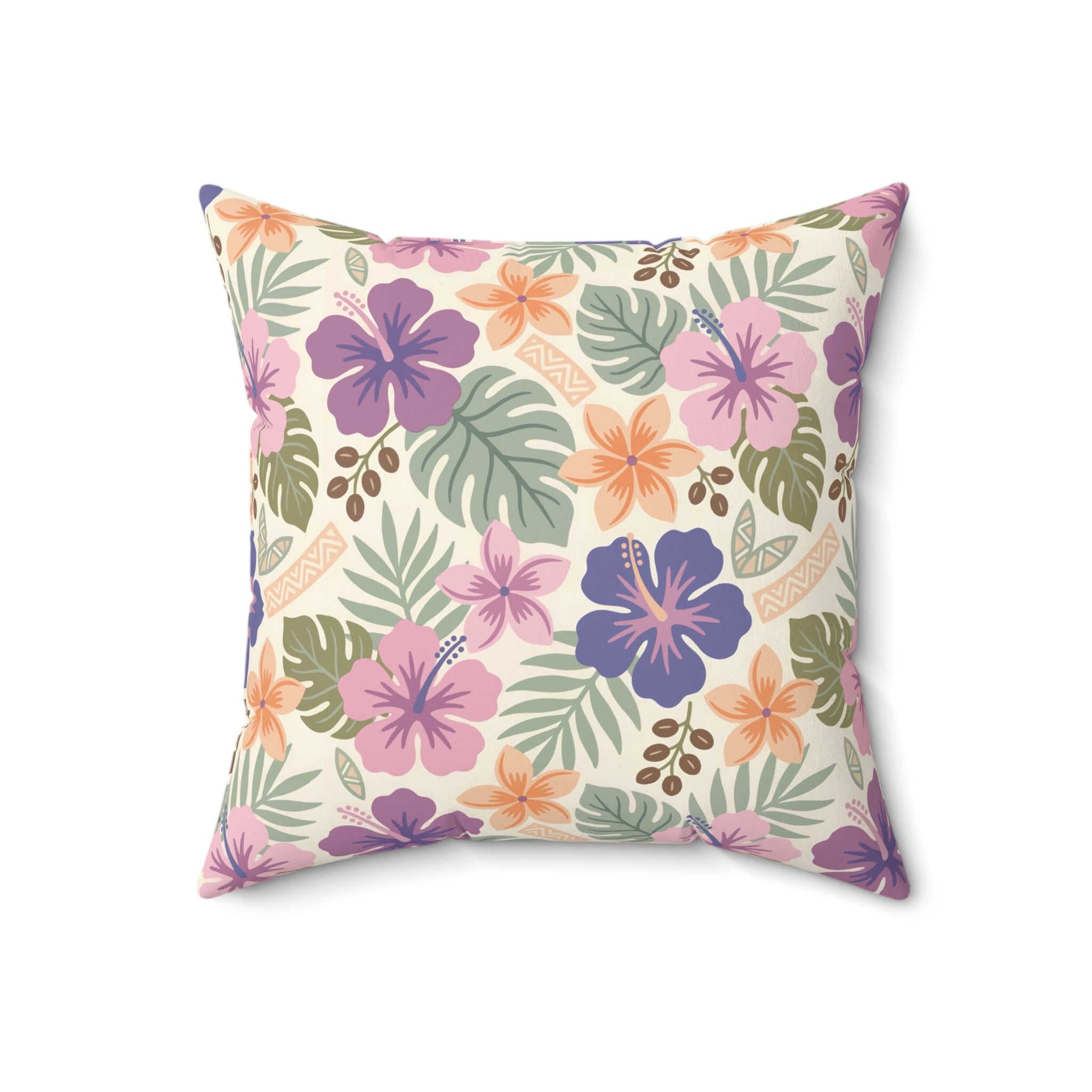 Retro Tropical Tiki Summer, Hawaiian Hibiscus Purple Pillow Cover and Insert - Mid Century Modern Gal