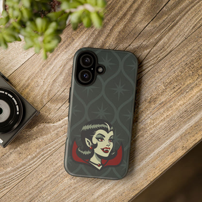 Vampire Dracula Girl Halloween Goth Horror Buff MCM Green Tough Phone Case