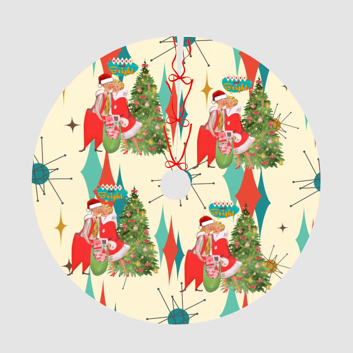 Mid Century Modern Kitschy Retro Vintage Christmas Tree Skirt - Mid Century Modern Gal