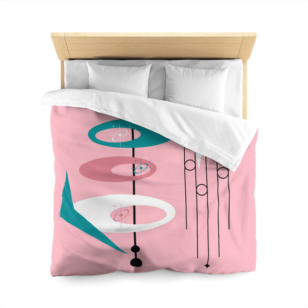 Atomic 50s Pink, Teal Modern Geometric Microfiber Duvet Cover – Stylish Pink Design for Home Decor