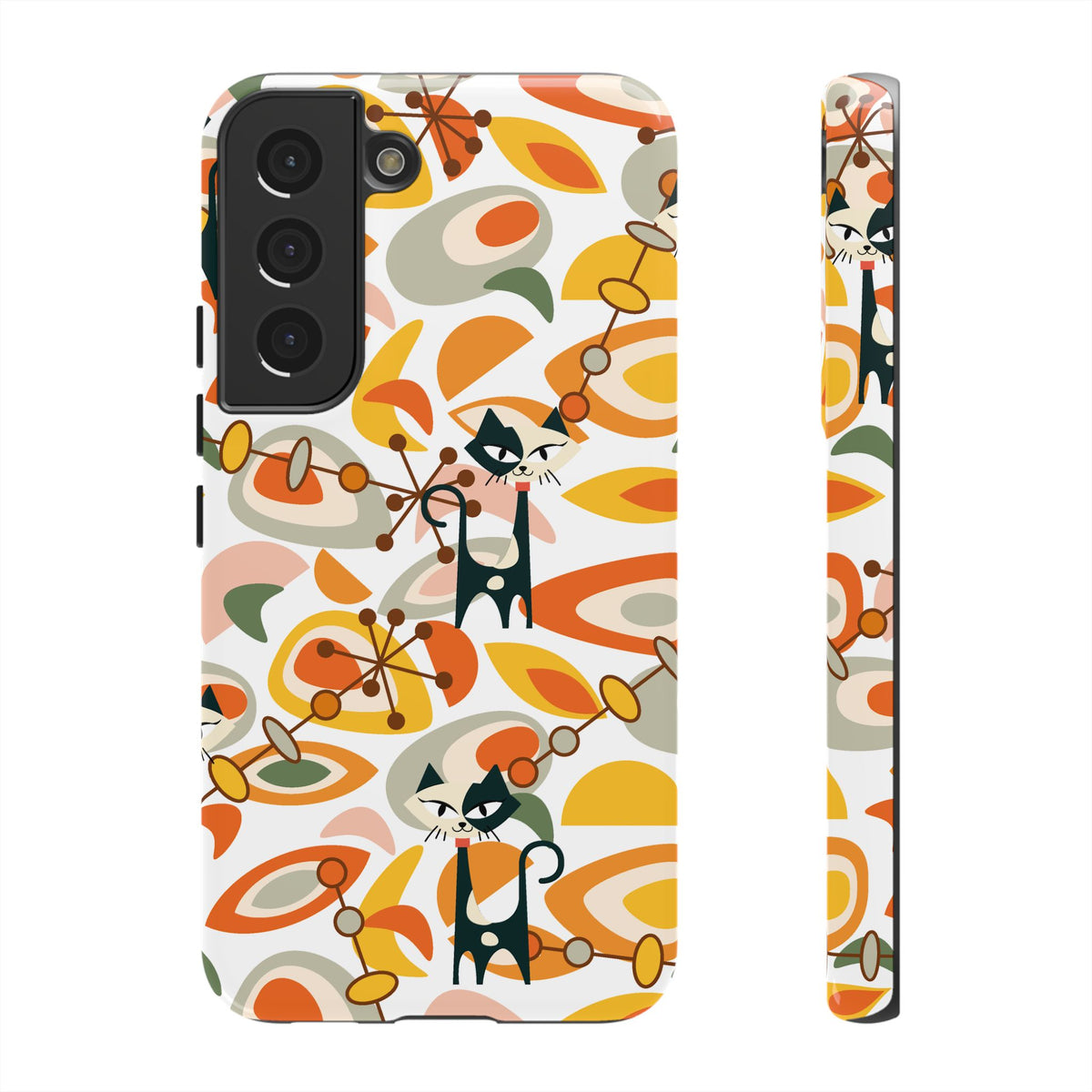 Atomic Cat Mid Mod Orange, Yellow, Groovy Cat Smart Phone Tough Cases