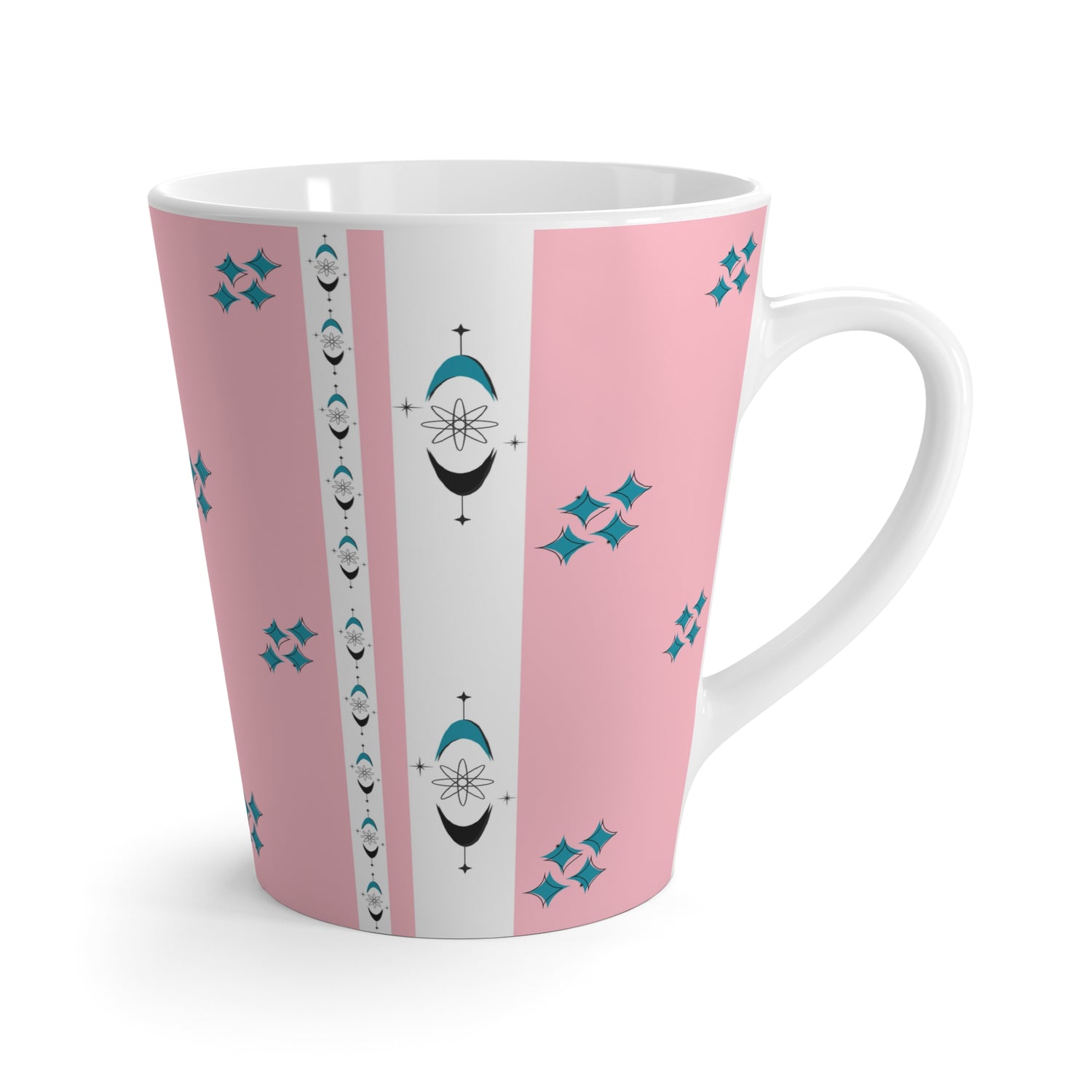 Mid Mod Atomic 50s Chic Pink Latte Mug - Stylish Design for Coffee Lovers - Mid Century Modern Gal