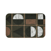 Mid Century Modern Bold, Black, Brown, Olive Green, Geometric Retro Masculine Bath Mat Home Decor 34" × 21"