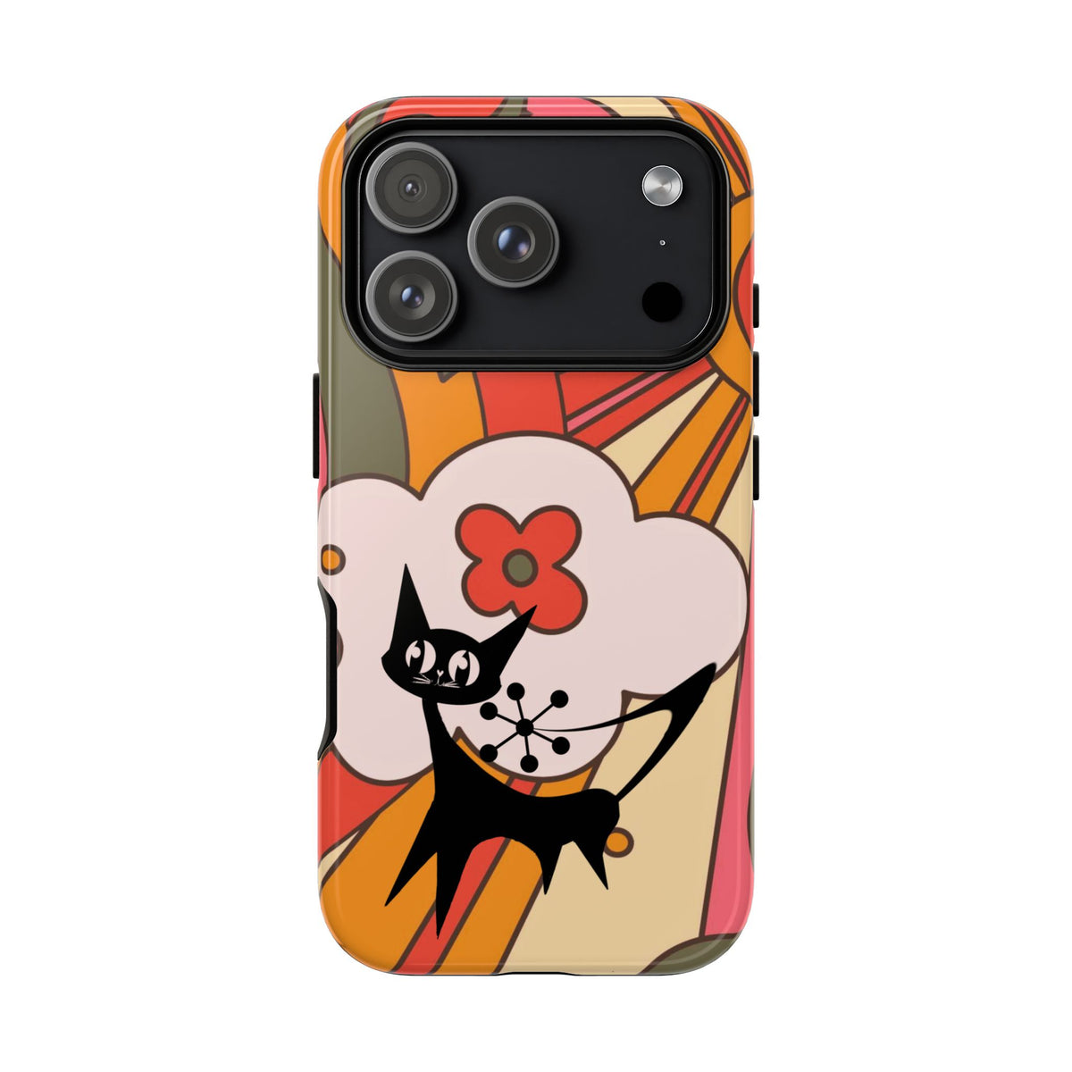 Atomic Cat, Retro Sunburst, Groovy Mod Smart Phone Tough Phone Cases