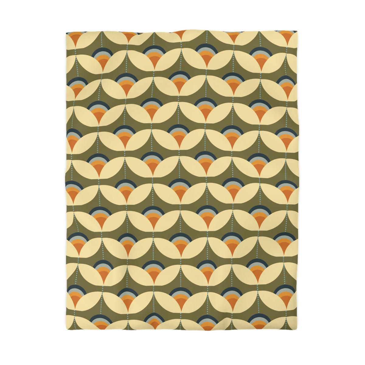 Scandinavian Modern Danish, Green, Beige Orange, Blue, Mid Century Modern Designed Duvet Cover - Mid Century Modern Gal