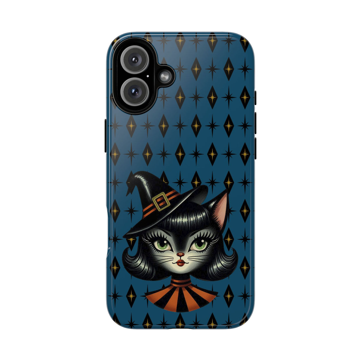 Vintage Halloween Black Cat Sexy Sexton Mid Century Modern Blue Tough Phone Case