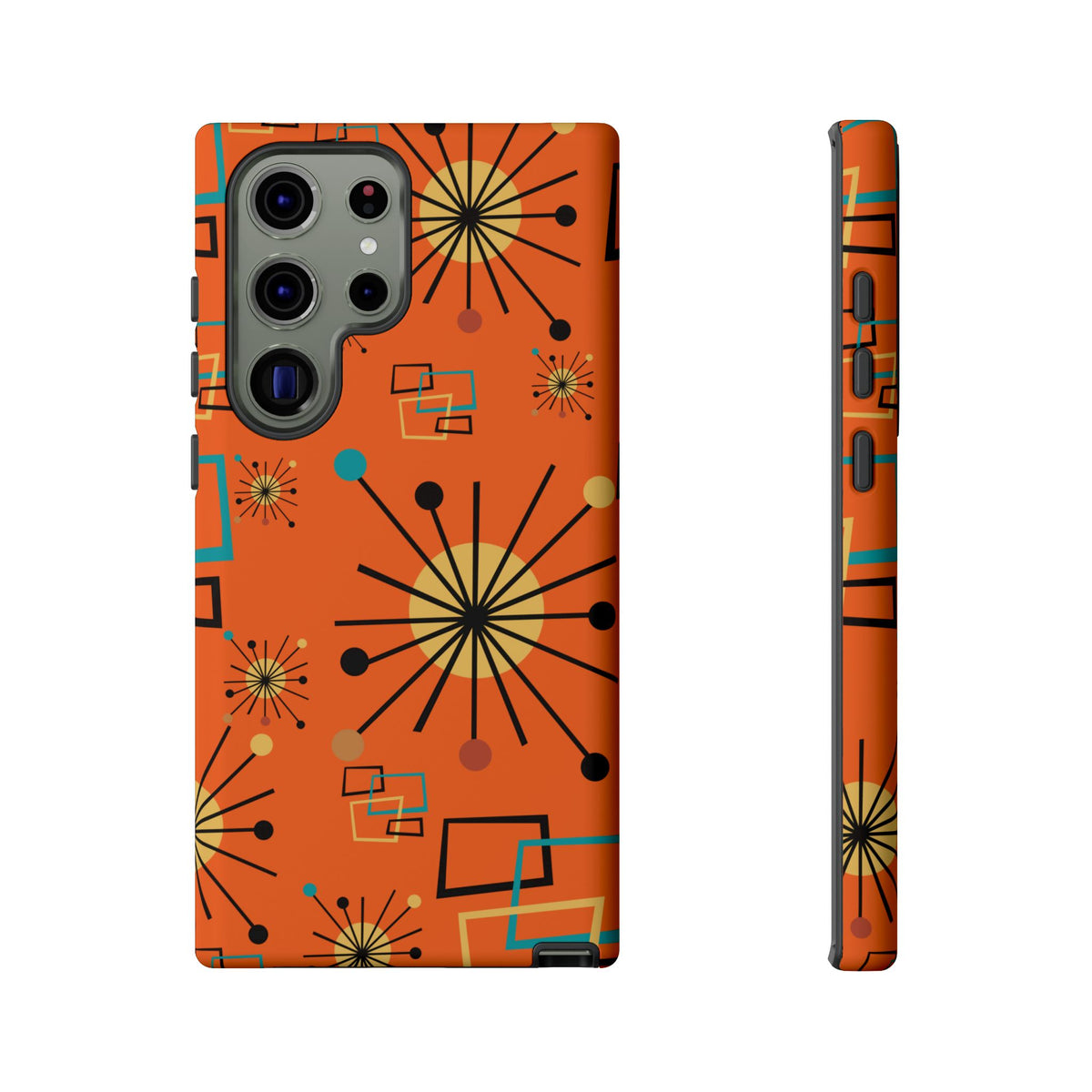 Mid Century Modern Sinatra Orange, Starburst, Geometric Funky Fun Tough Phone Case