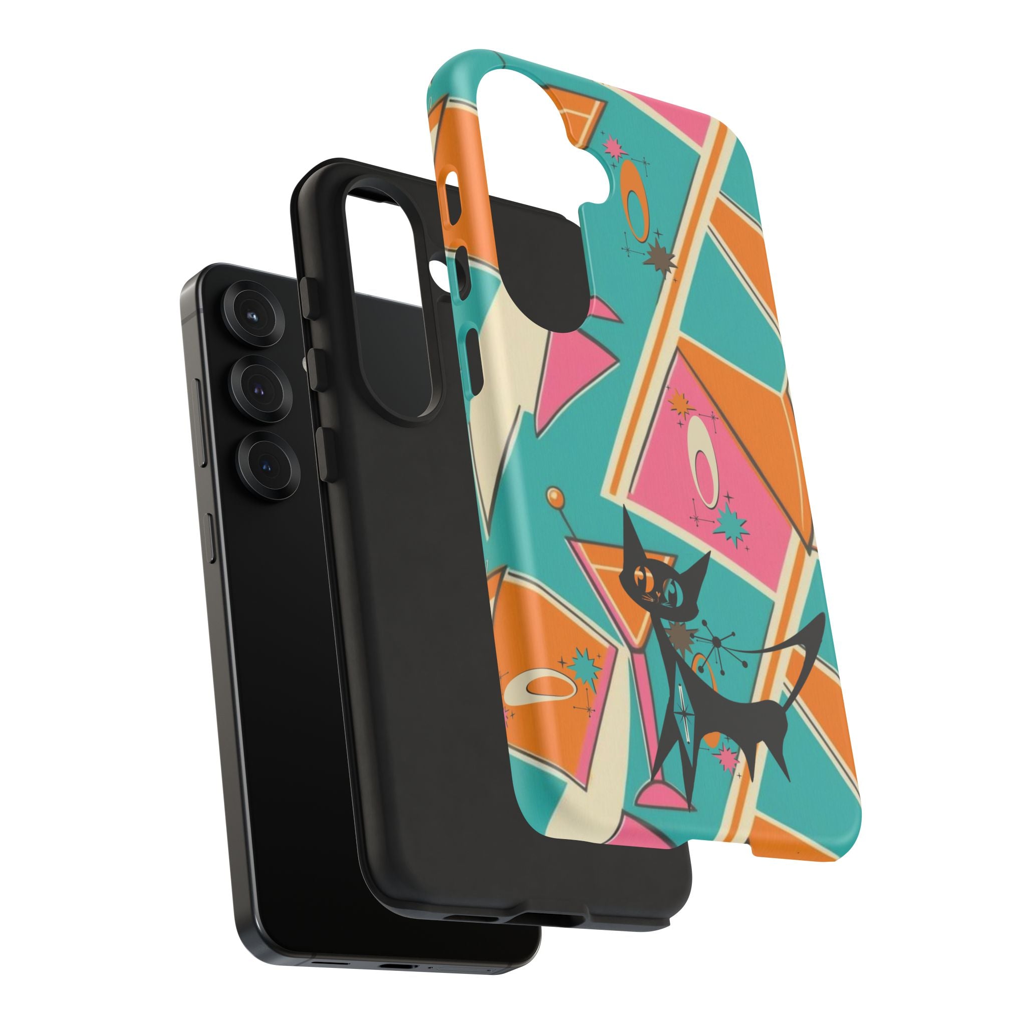 Atomic Cat Mid Mod Retro Cat Phone Case - Tough Cases for Stylish Cat Lovers