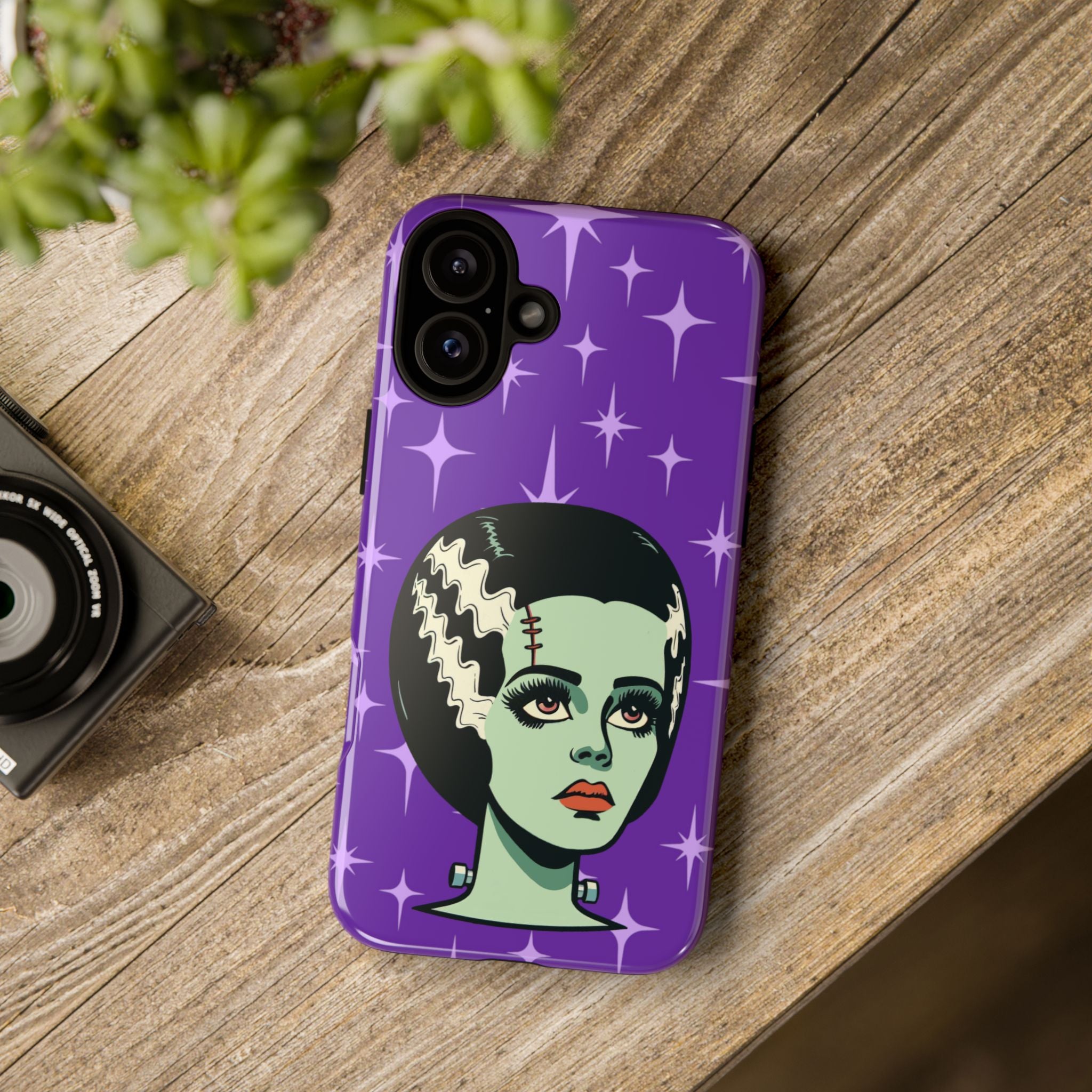 Bride of Frankenstein Retro Mid Mod Horror Buff Purple Halloween Tough Phone Case