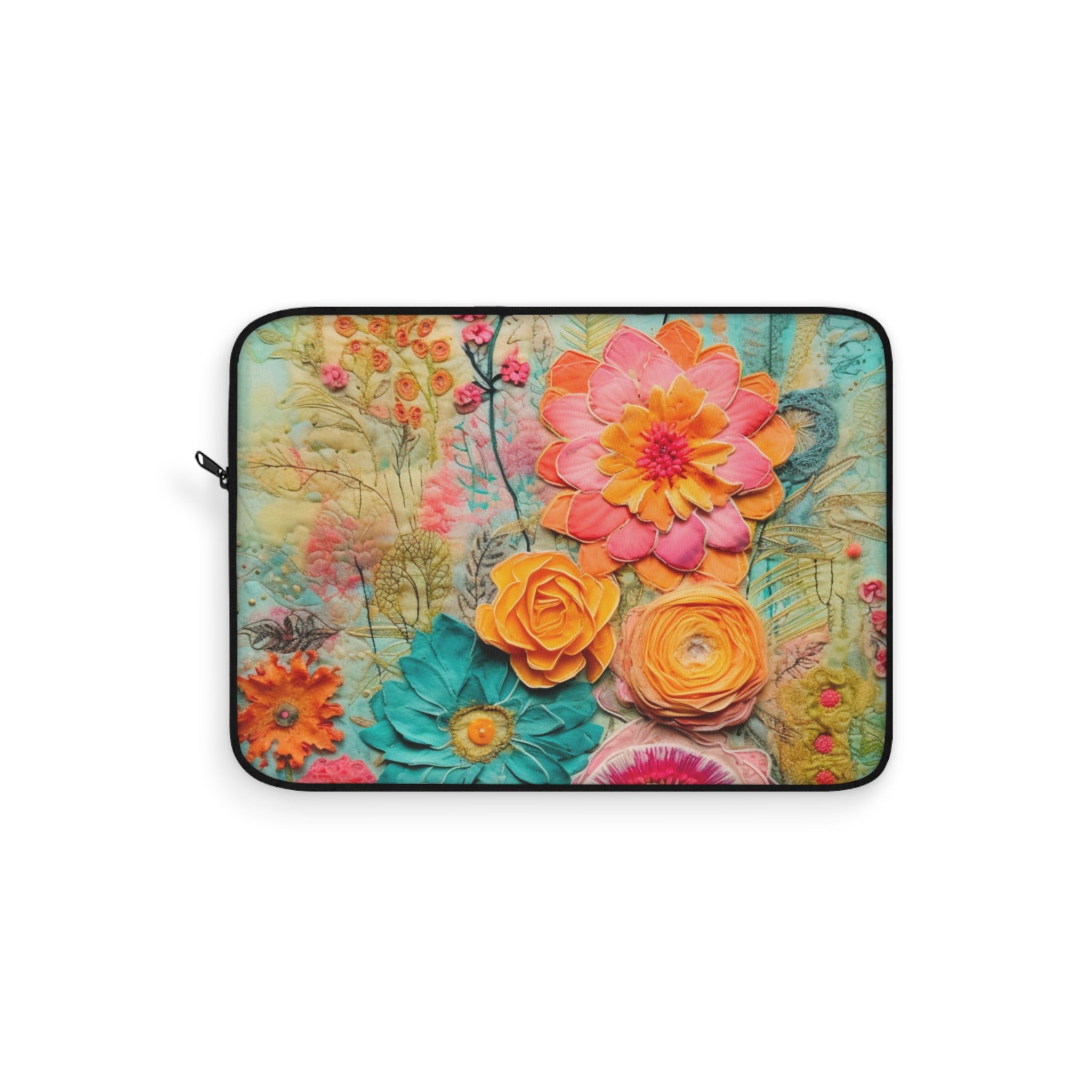 Boho Style, Floral Bohemian Retro Laptop Sleeve