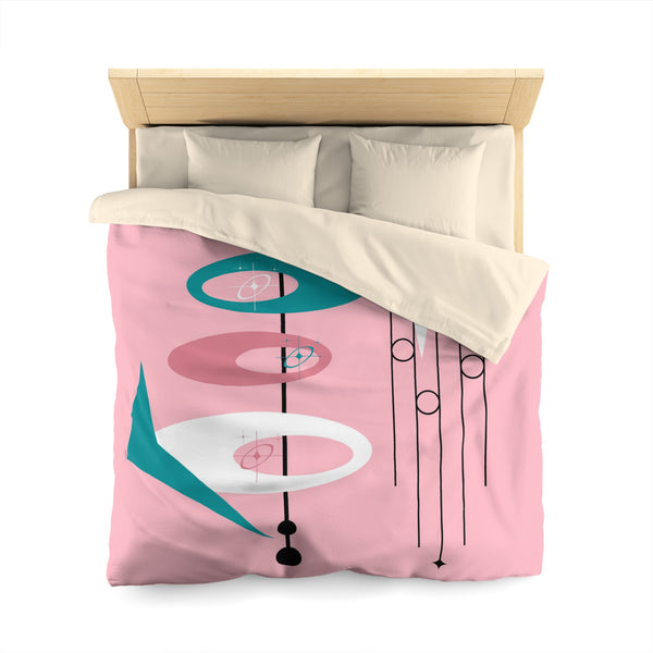 Atomic 50s Pink, Teal Modern Geometric Microfiber Duvet Cover – Stylish Pink Design for Home Decor