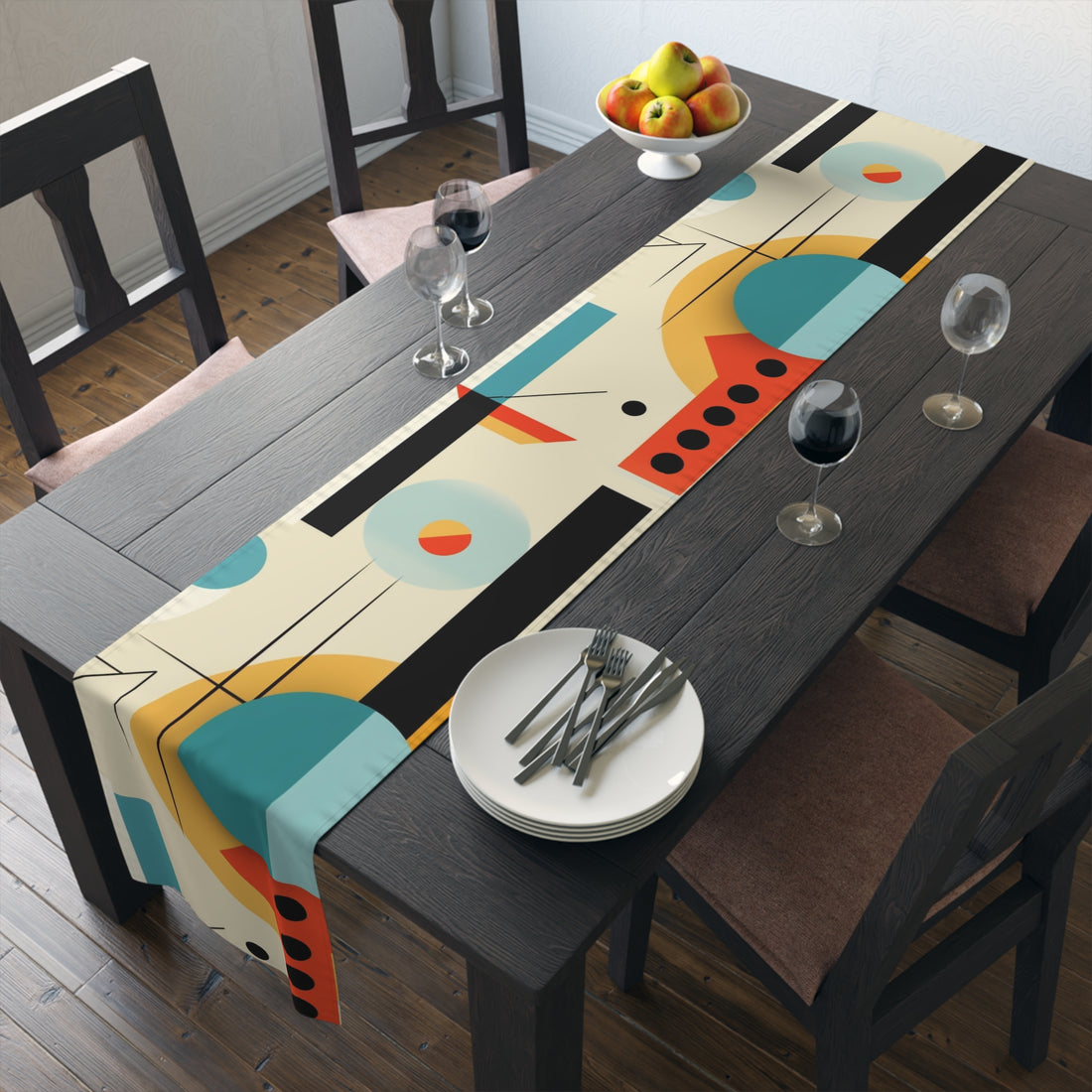 Modern Bauhaus Geometric Designed Table Runner