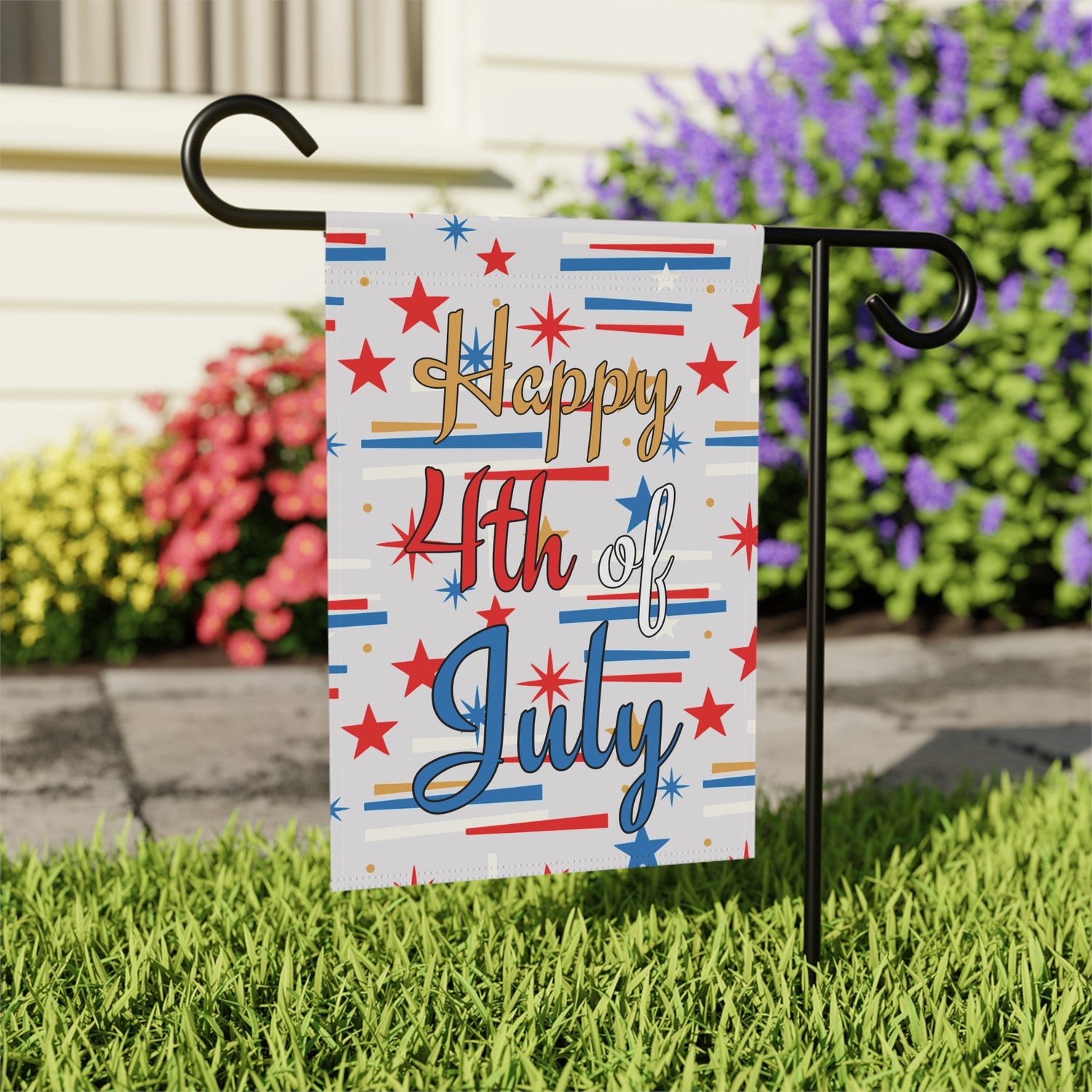 Mid Century Modern 4th of July Stars Garden Flag