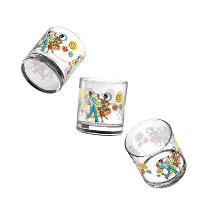 Mid Mod Retro Black Couple Dance Party Mid Century Modern Barware Bourbon Whiskey Cocktail Glass - Mid Century Modern Gal