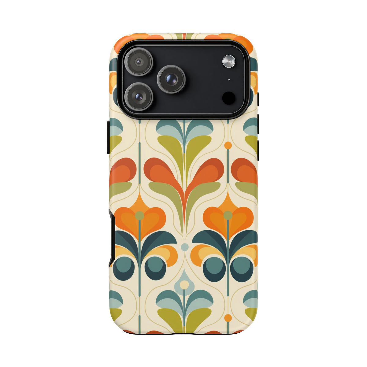 Mid Century Modern Scandinavian Floral, Orange Blue Green Tough Phone Case