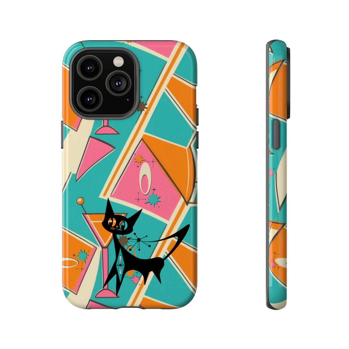 Atomic Cat Mid Mod Retro Cat Phone Case - Tough Cases for Stylish Cat Lovers - Mid Century Modern Gal