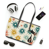 Atomic Cat, Mid Mod Starburst Stylish Shoulder Bag with Whimsical Cat & Star Design - Mid Century Modern Gal