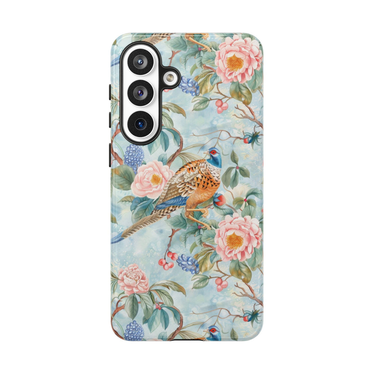 Chinoiserie Designed Floral Pheasant Phone Case with Bird Design