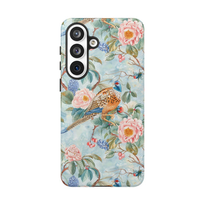 Chinoiserie Designed Floral Pheasant Phone Case with Bird Design