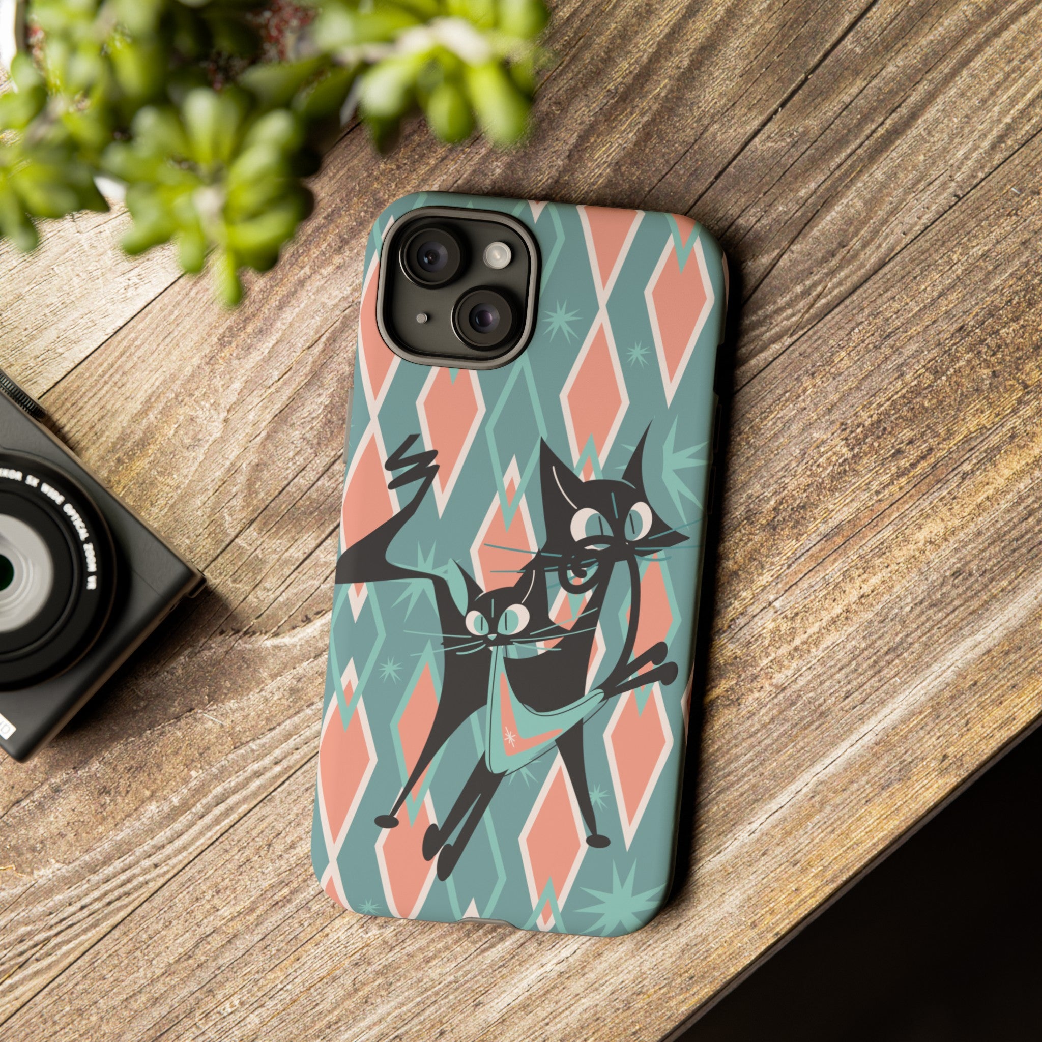 Mid Mod Atomic Cat Kitschy Retro Chic Samsung, Smart Phone Tough Cases