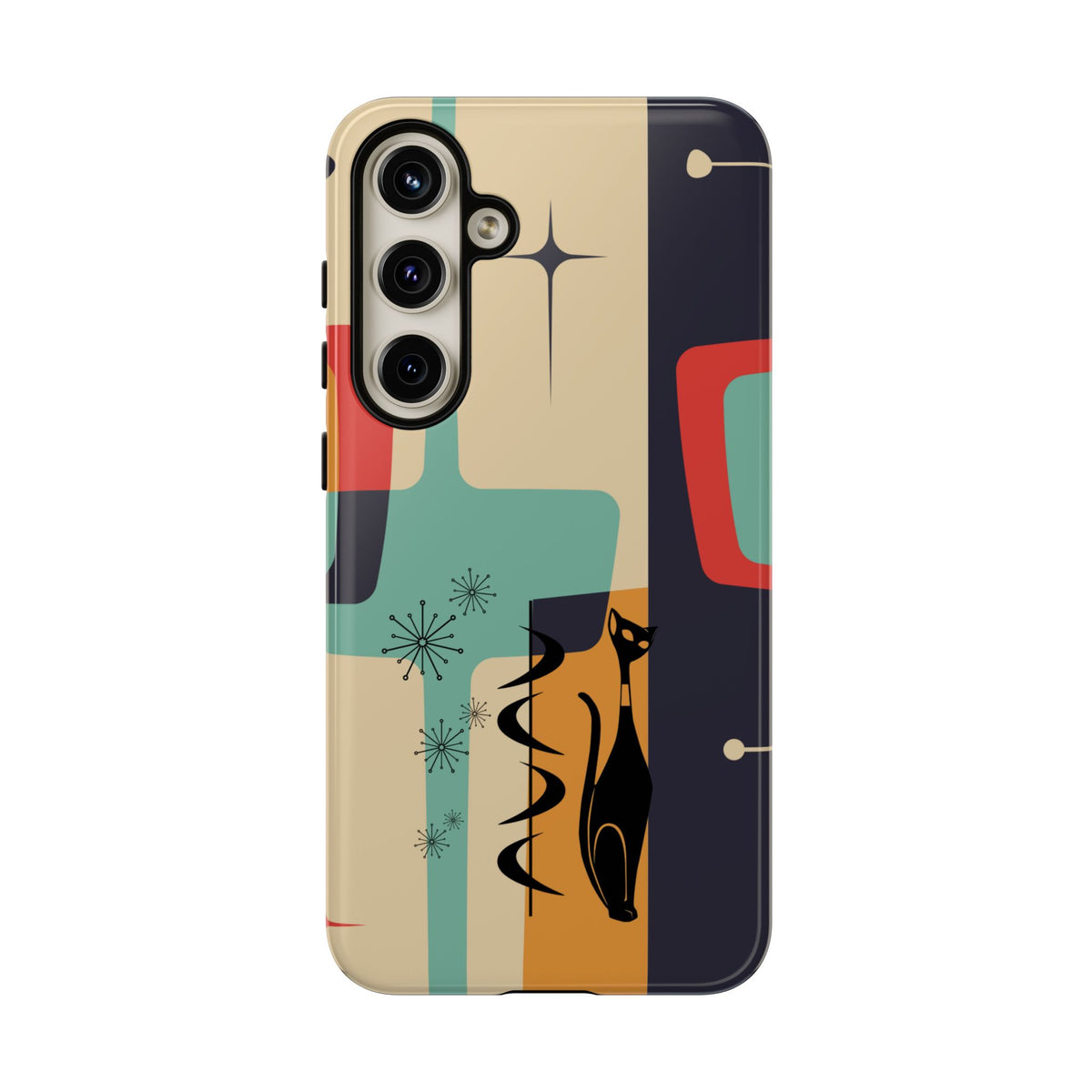 Mid Century Modern, Geometric, Atomic Cat Groovy Smart Phones Tough Phone Cases