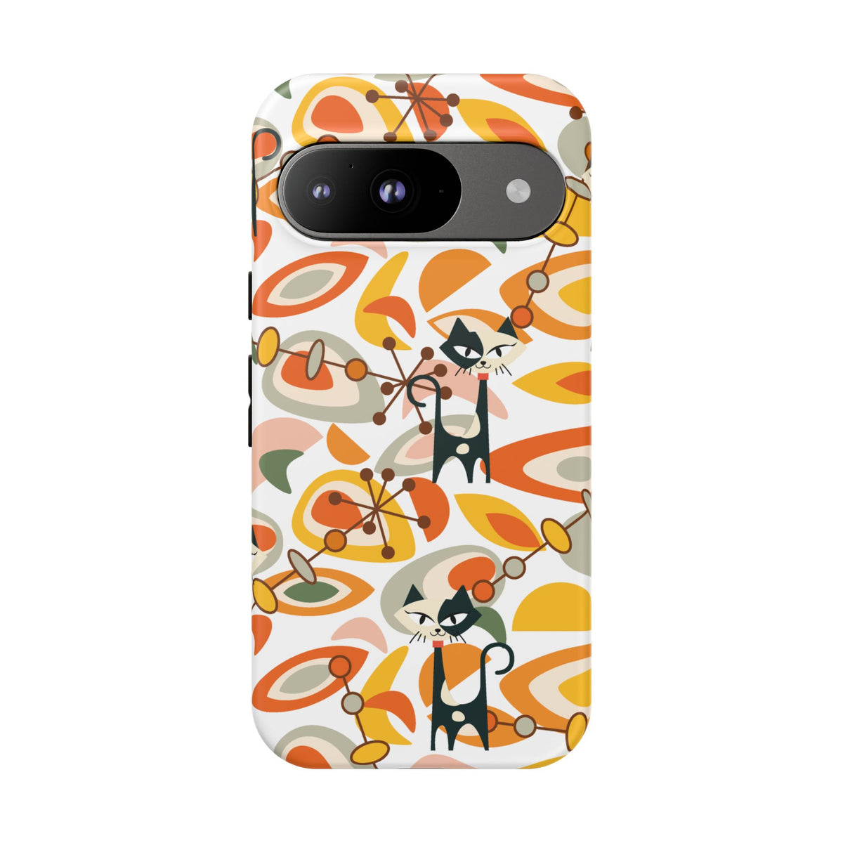 Atomic Cat Mid Mod Orange, Yellow, Groovy Cat Smart Phone Tough Cases