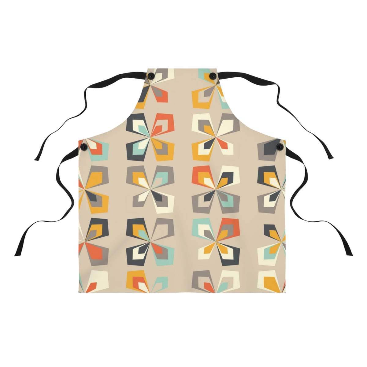Mid Mod 60s 70s Scandi Flower Beige, Pinwheel Butterfly Retro MCM Apron - Mid Century Modern Gal