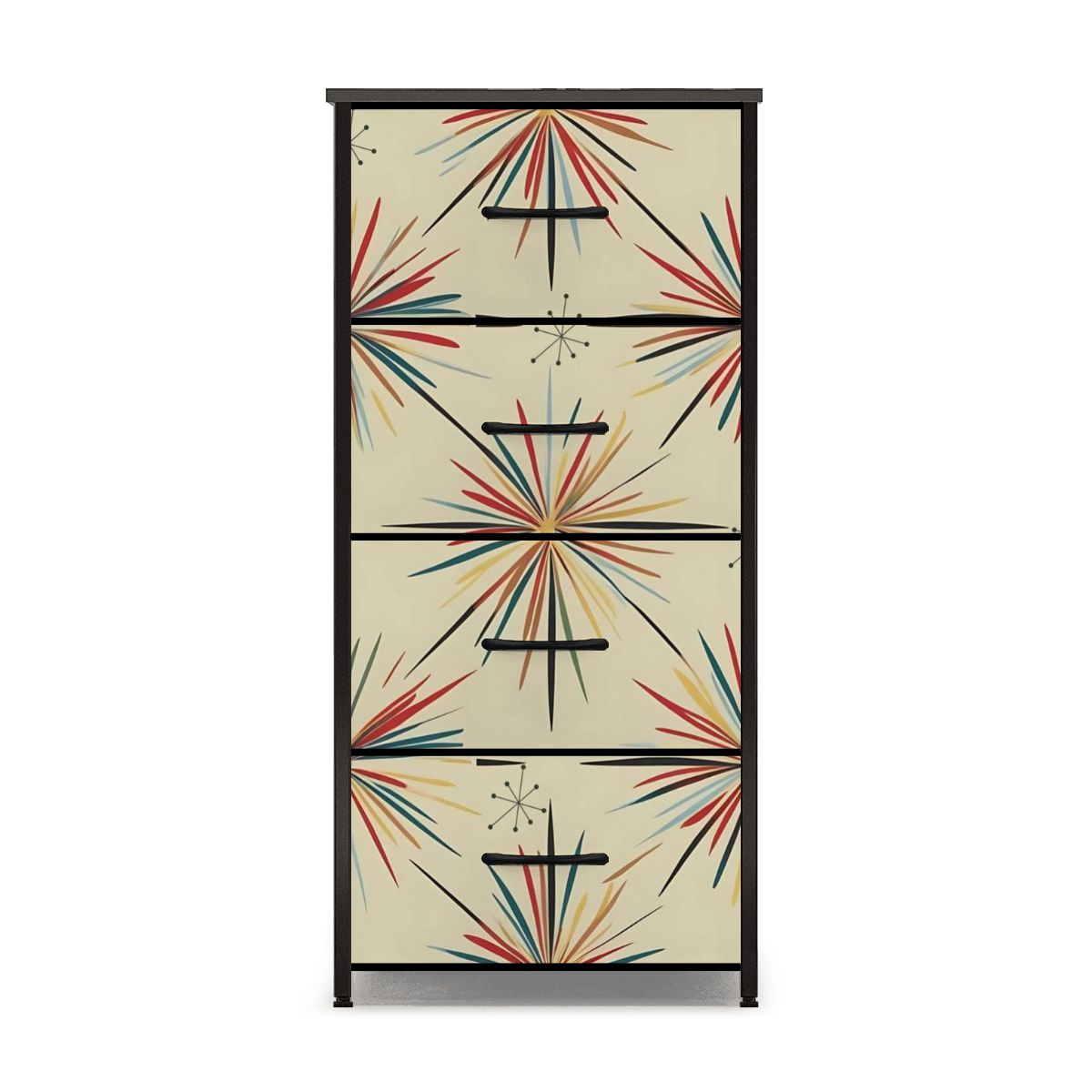 Mid Century Modern Atomic 50s Starbursts 4-Drawer Dresser - Mid Century Modern Gal