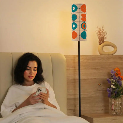Mid Century Modern Minimalist Teal, Orange Geometric Retro Floor Lamp - Mid Century Modern Gal