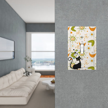 Mid Century Modern Atomic Cat Boomerang And Starburst Green, Orange Modern Switch Cover - Mid Century Modern Gal