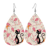 Kitschy Mod Dancing Flamingos Atomic Cat, Retro Summer Vibes Teardrop Earrings - Mid Century Modern Gal
